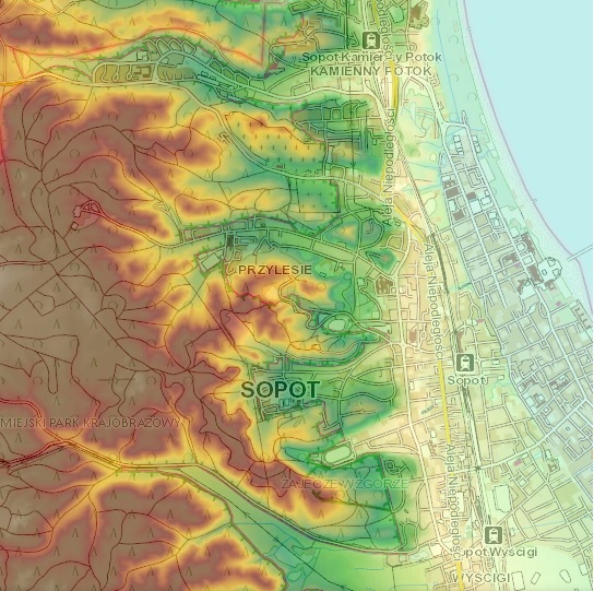 Mapa hipsometryczna Sopotu